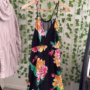 Black and floral maxi dress